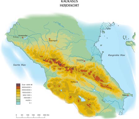 Kort over Kaukasus