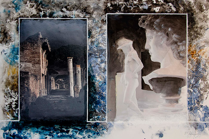 Vandring i tiden - Ostia collage serie af Henrik Maribo Pedersen